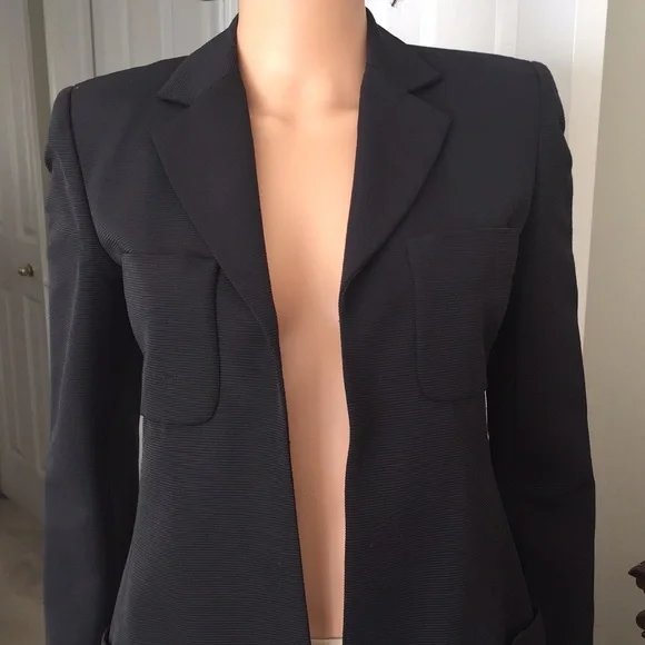 Vintage Dana Buchman black open front long jacket